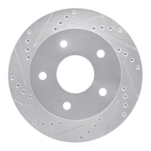 Dodge Ram 1500 Pickup Brake Rotor (1) - Front Left - R1 Concepts - Drilled & Slotted - Silver - `00-`02